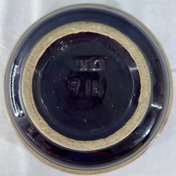 Vintage Brown USA Made 9in Mixing Bowl Pottery Stoneware Cottagecore MCM Decor - Picture 4 of 8